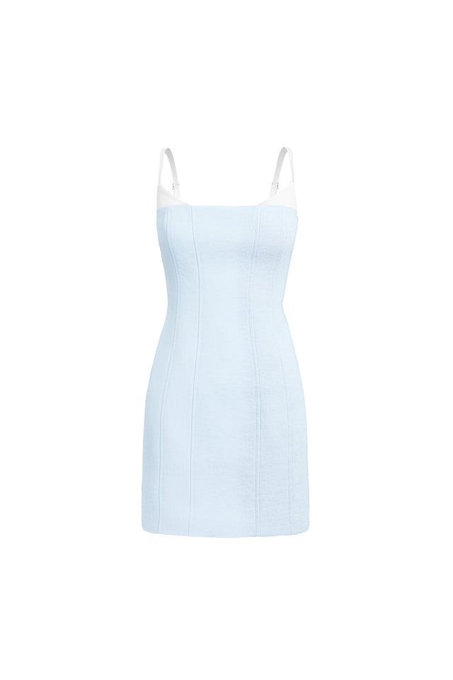 product Ariel Contrast Mini Dress Kookai Straight Mini Fitted Scoopneck light blue womens-dresses 