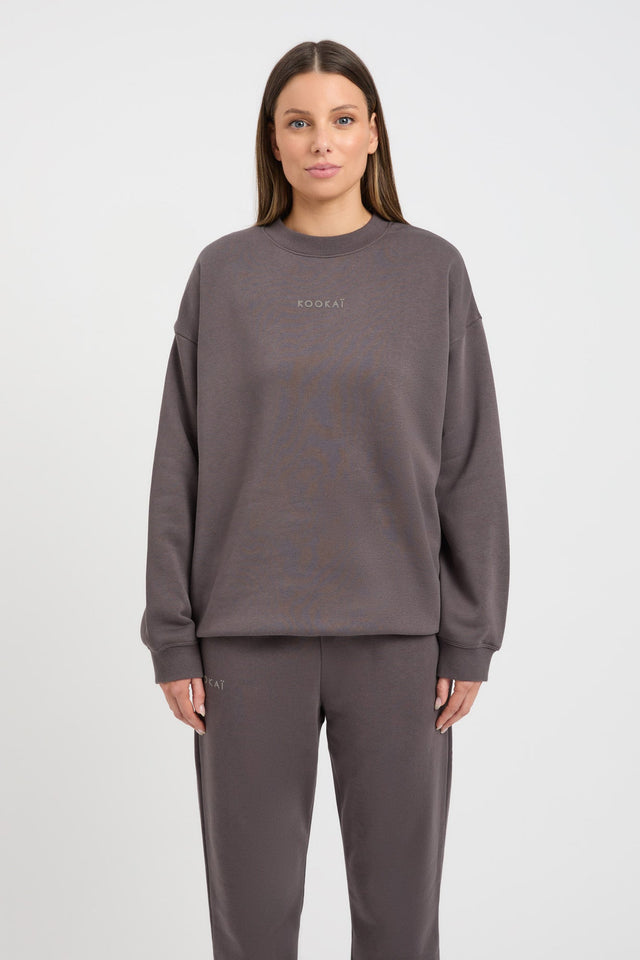 product Brushed Axel Sweatshirt Kookai Round neck Relaxed dark grey womens-jumpers 