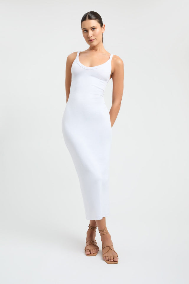 product Dayton Dress Kookai Bodycon Midi Fitted Scoopneck white womens-dresses 