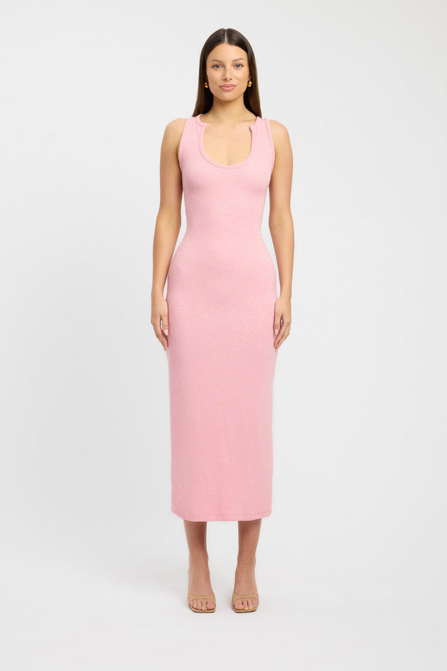 product Tate Scoop Midi Dress Kookai Straight Midi Fitted Scoopneck pink womens-dresses 