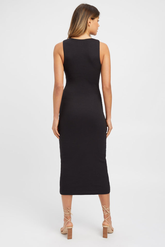 front Gloria Midi Dress Kookai Straight Midi Fitted Boatneck black womens-dresses 