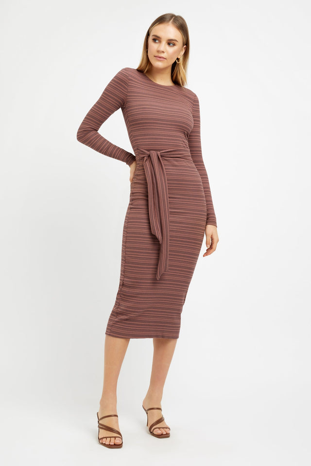 product Dakota Midi Dress Kookai Bodycon Midi Fitted Roundneck brown womens-dresses 