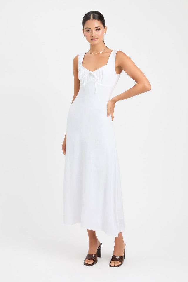 product Dixon Day Dress Kookai Straight Midi Relaxed Squareneck white womens-dresses 