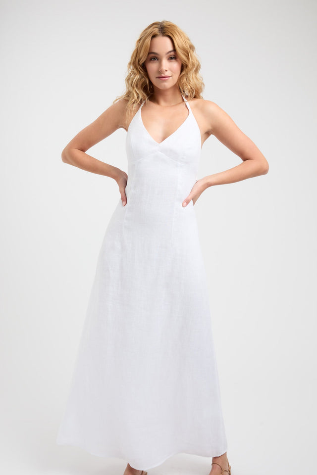 product Tahiti Tied Halter Dress Kookai Aline Maxi Relaxed Plungeneck white womens-dresses 