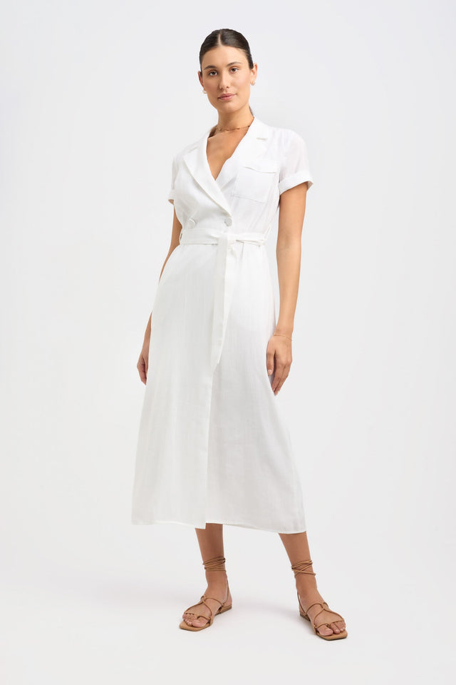 product Madrid Shirt Dress Kookai Aline Midi Relaxed V-neck white womens-dresses 