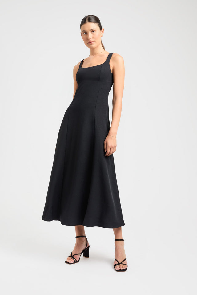 product Ariel Bodice Dress Kookai Fit-and-flare Midi Relaxed Squareneck black womens-dresses 