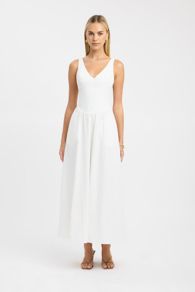 front Romeo Maxi Dress Kookai Fit-and-flare Maxi Fitted V-neck white womens-dresses 