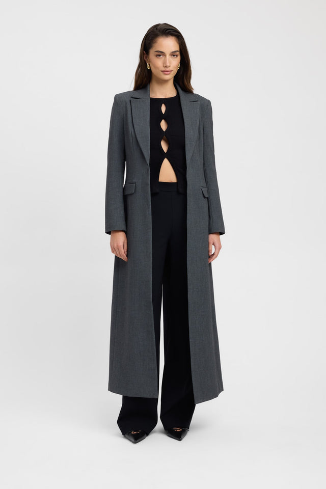 product Erika Long Blazer Kookai Long sleeve Overcoat Full length dark grey womens-coats-and-jackets 