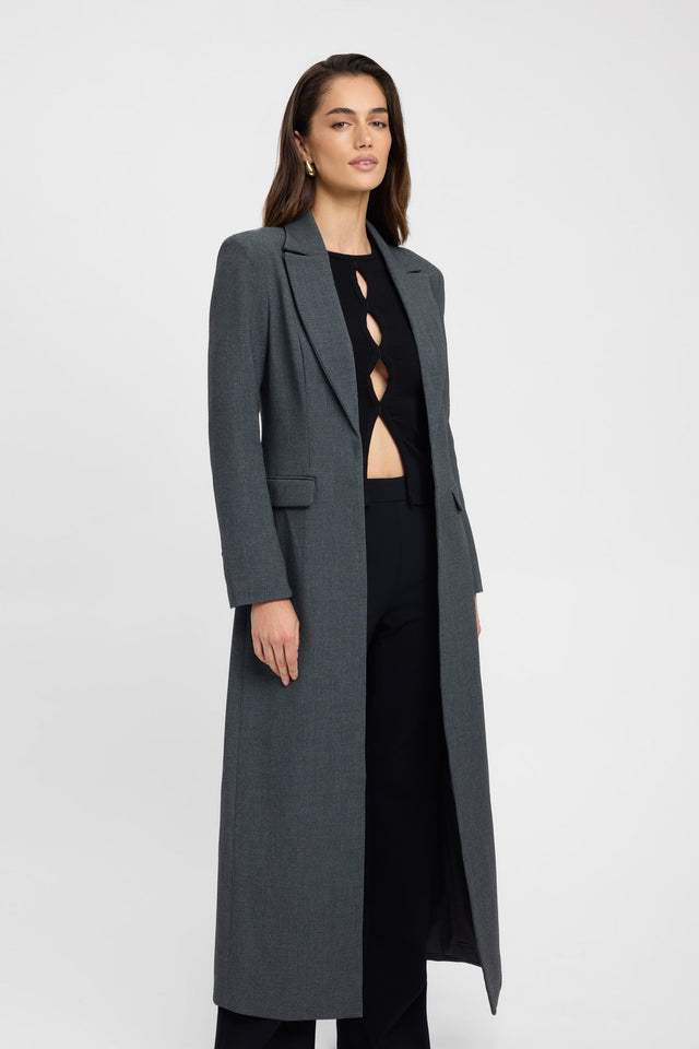 product Erika Long Blazer Kookai Long sleeve Overcoat Full length dark grey womens-coats-and-jackets 