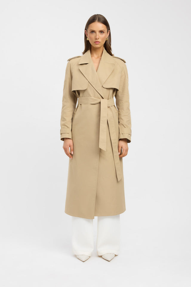 product Finland Core Trench Kookai Long sleeve Trench-coat Full length beige womens-coats-and-jackets 