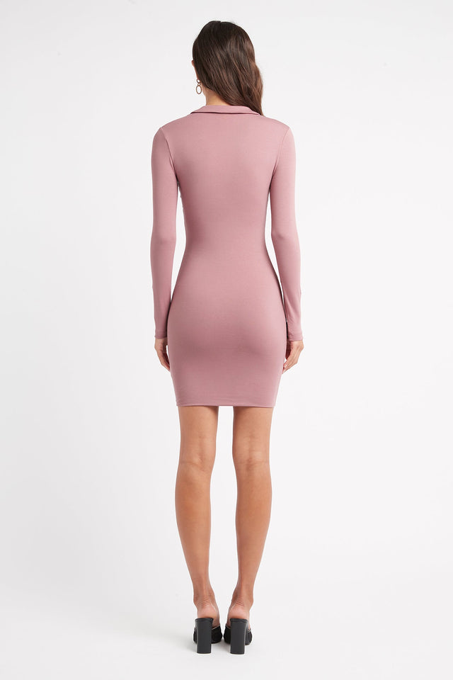 front Boston Mini Dress Kookai Bodycon Mini Fitted Plungeneck pink womens-dresses 