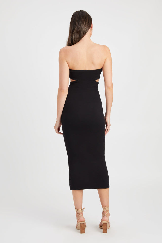 product Solange Midi Dress Kookai Bodycon Midi Fitted Sweetheart black womens-dresses 