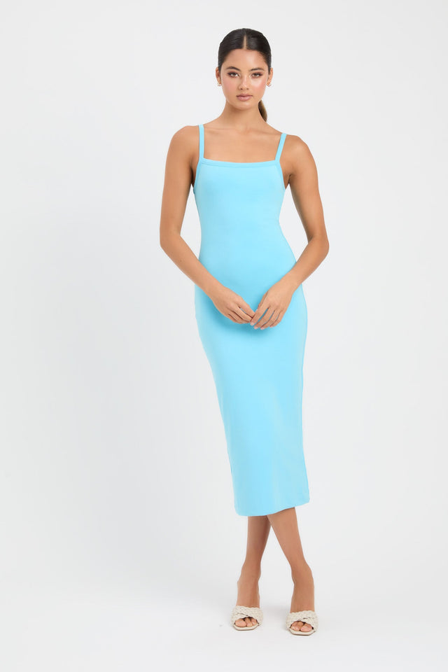 product Dottie Midi Dress Kookai Bodycon Midi Fitted Squareneck blue womens-dresses 