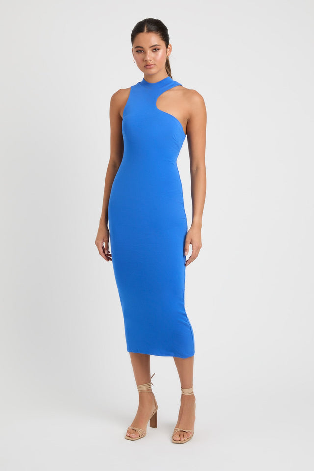 product Spencer Midi Dress Kookai Bodycon Midi Fitted Highneck blue womens-dresses 