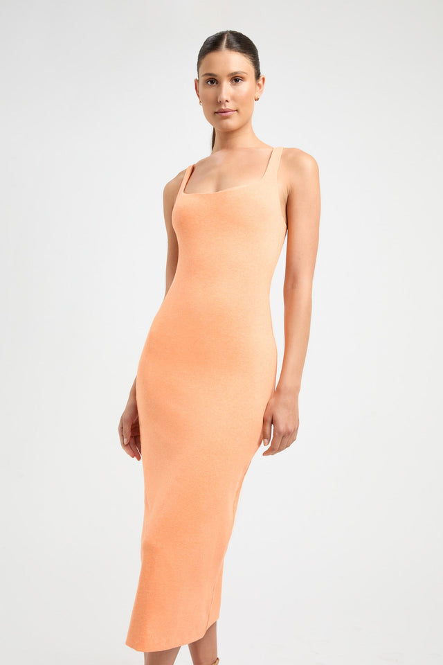 product Marcella Midi Dress Kookai Straight Midi Fitted Scoopneck orange womens-dresses 