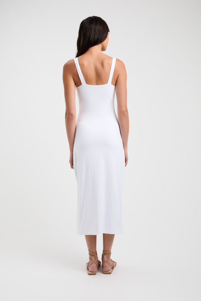 front Marcella Midi Dress Kookai Straight Midi Relaxed Scoopneck white womens-dresses 