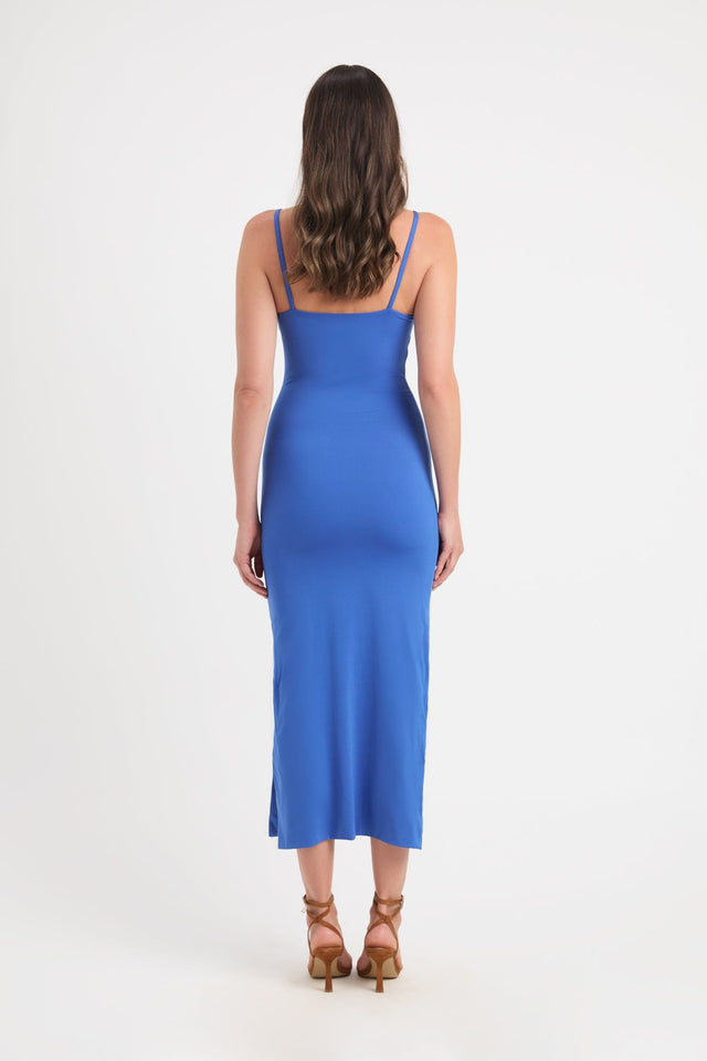 product Valerie Midi Dress Kookai Straight Midi Fitted V-neck blue womens-dresses 