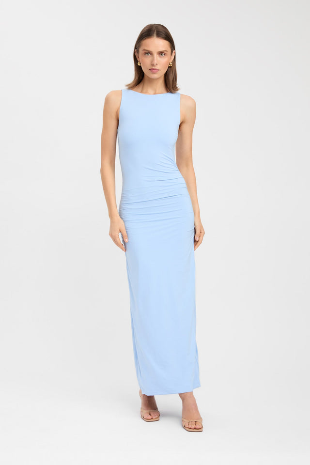 product Estelle Midi Dress Kookai Bodycon Maxi Fitted Roundneck blue womens-dresses 