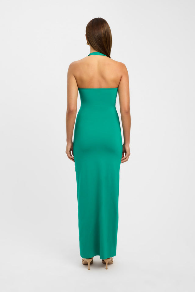 product Stella Halter Maxi Dress Kookai Bodycon Maxi Fitted Plungeneck teal womens-dresses 