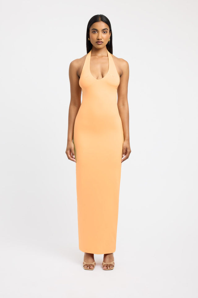 product Stella Halter Maxi Dress Kookai Bodycon Maxi Fitted Plungeneck orange womens-dresses 