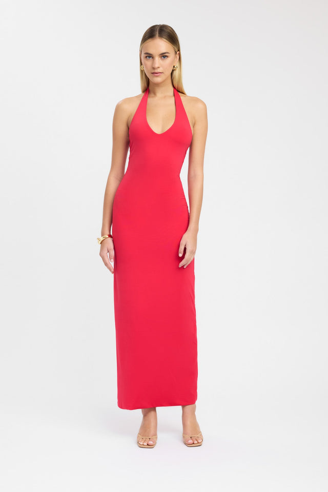 product Stella Halter Maxi Dress Kookai Bodycon Maxi Fitted Plungeneck red womens-dresses 