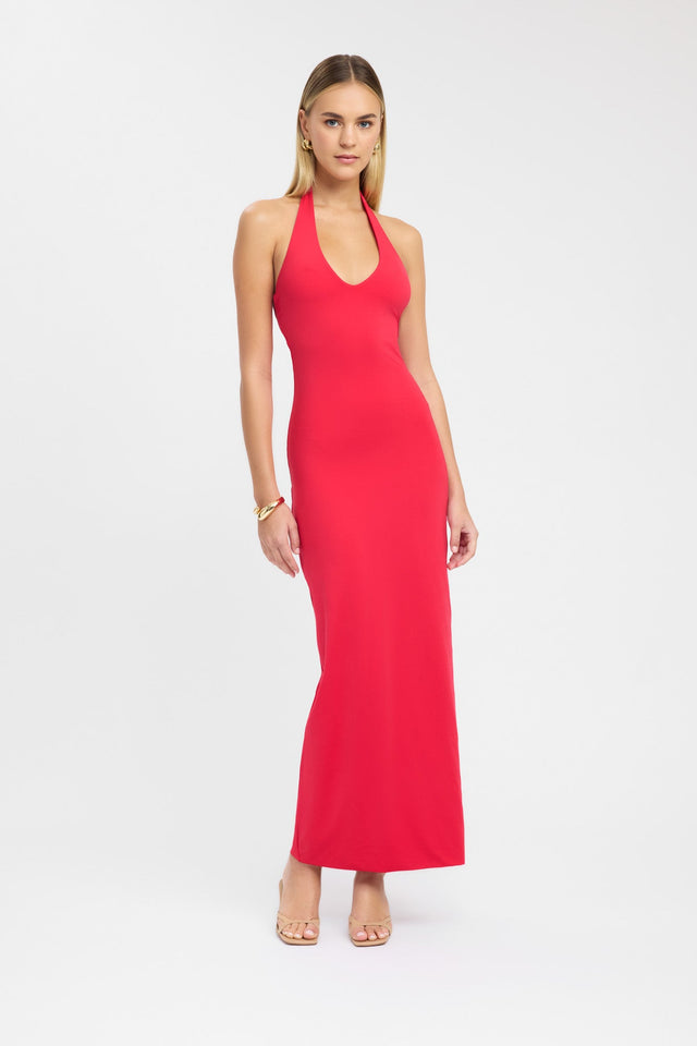 product Stella Halter Maxi Dress Kookai Bodycon Maxi Fitted Plungeneck red womens-dresses 