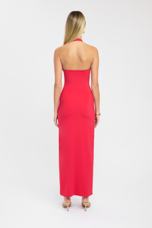 product Stella Halter Maxi Dress Kookai Bodycon Maxi Fitted Plungeneck red womens-dresses 