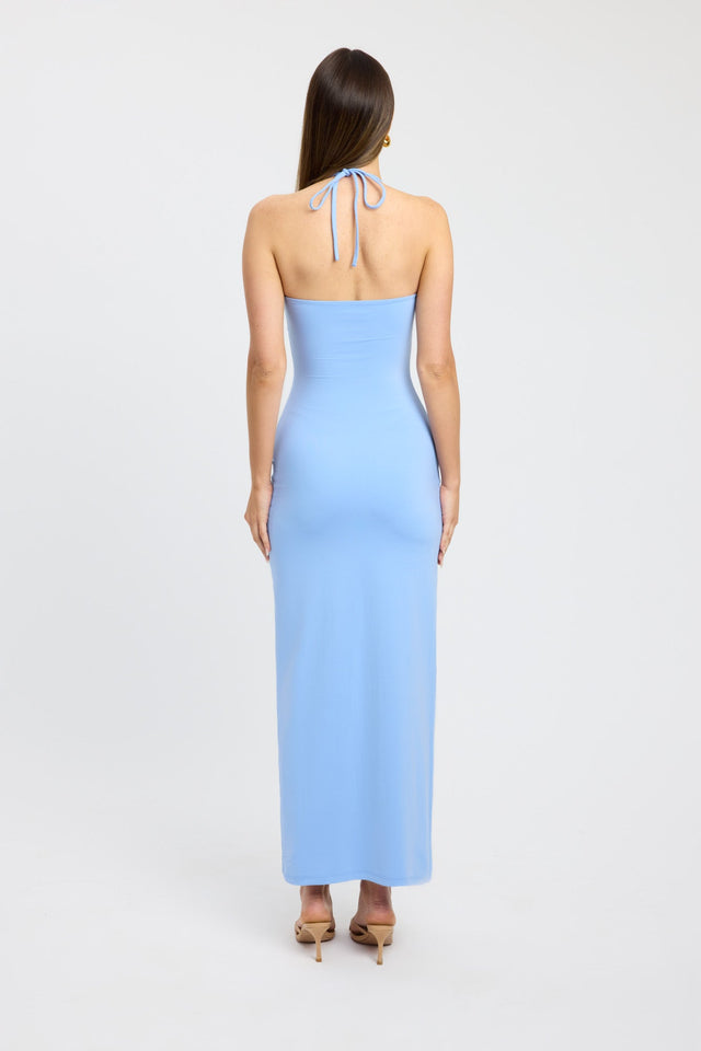 front Miller Maxi Dress Kookai Straight Maxi Fitted Scoopneck blue womens-dresses 