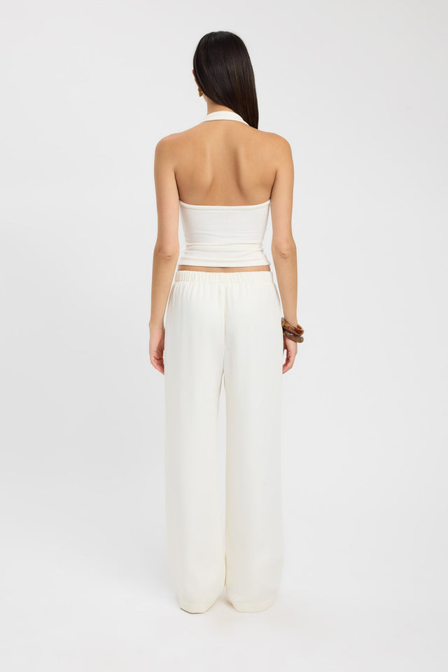 back Maria Elastic Pant Kookai Wide-leg High-rise white womens-regular-pants 