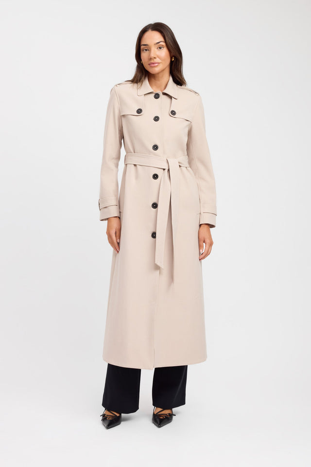 product Berlin Button Trench Kookai Long sleeve Trench-coat Full length beige womens-coats-and-jackets 